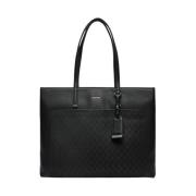 Calvin Klein Svart Polyeten Handväska Rymligt Design Black, Dam