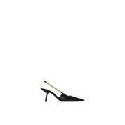 Saint Laurent Geometrisk häl slingbacks Black, Dam