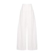 Sportmax Vita Modetrousers med Rhinestone-detalj White, Dam