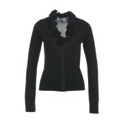 Blugirl Svart Ros Applikation Ull Cardigan Black, Dam