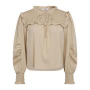 Co'Couture Smock Blus med Puff Ärmar Beige, Dam