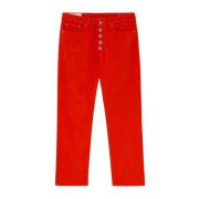 Dondup Cropped Trousers Red, Dam