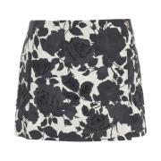 Blugirl Svart Jacquard Blommig Mini Skort Black, Dam