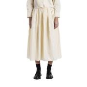 Jil Sander Beige Veckad Kjol Lätt Polyester Taffeta Beige, Dam