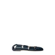 Chloé Läder Ballerina Flats med Maskinvarudekoration Black, Dam