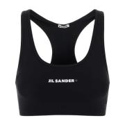 Jil Sander Svart stretch nylon crop top Black, Dam