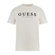 Guess Bomull Logo T-shirt - Vit White, Herr