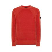 Peuterey Mjuk Stickad Crewneck Tröja med Trilogy Logo Orange, Herr