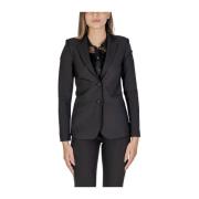 Sandro Ferrone Svart Polyester Elastan Blazer Black, Dam