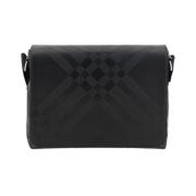 Burberry Präglad Archivio Check Messenger Väska Black, Herr