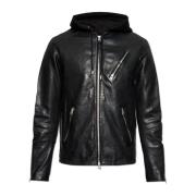 AllSaints Läderjacka Harwood Black, Herr