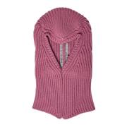 Rick Owens Kashmir Ullstickad Skull Balaclava Pink, Dam