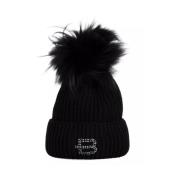 Baldinini Vinter Pom Pom Svart Beanie Black, Dam