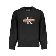 Calvin Klein Sleek Fleece Sweatshirt med rund hals Black, Herr