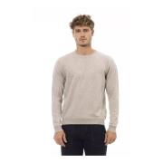 Alpha Studio Beige Crewneck Sweater Mångsidig Stilfull Design Beige, H...