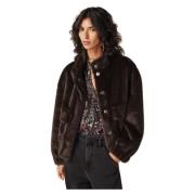 Ba&Sh Faux Fur Cropped Coat - Chocolat Brown, Dam