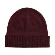 Polo Ralph Lauren Burgundy Signature Pony Wool Beanie Hat Red, Herr