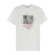 Ganni Klassisk Vit Bomull T-shirt White, Dam