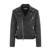 Alexander McQueen Svart Biker Läderjacka Black, Herr