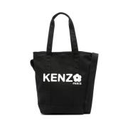 Kenzo Canvas Logo Print Axelväska Black, Dam