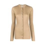 Jil Sander Beige Ribbstickad Tröja Beige, Dam