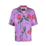 Pas De Mer Hard Times Rose-Print Skjorta Purple, Herr