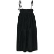 Cecilie Bahnsen Svart Slips-Fastening Klänning Black, Dam