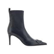 Valentino Garavani VLogo Läder Ankelboots Black, Dam