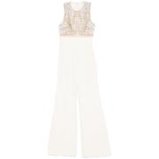 Elie Saab Pärlad Crew Neck Jumpsuit White, Dam