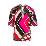 Emilio Pucci Vivara Print Satin Top Multicolor, Dam