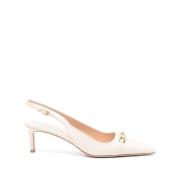 Tom Ford Ivory Vita Läder Slingback Klackar Beige, Dam