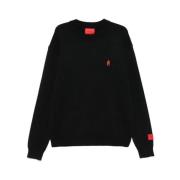 Vision OF Super Svart Sweatshirt med Flammigt Logotyp Black, Herr