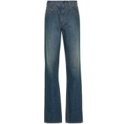 Maison Margiela Faded Denim Jeans med Kontrastsömn Blue, Dam