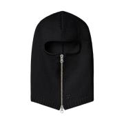 Courrèges Svart Ull Broderad Logotyp Dragkedja Hatt Black, Herr