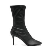 Courrèges Svarta Läder Stilettklack Ankelboots Black, Dam