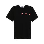 Comme des Garçons Play Svart T-shirt med hjärttryck och rund hals Blac...