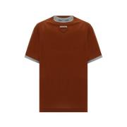 Prada Ikonisk Triangel Logotyp Bomull T-shirt Brown, Dam