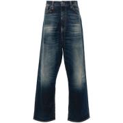 R13 Indigo Blue Wide Leg Denim Jeans Blue, Herr