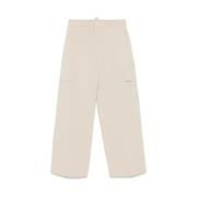 Dsquared2 Beige Broderad Logga Casual Byxor Beige, Dam