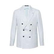 Tagliatore Herringbone Peak Lapel Jacka Blue, Herr