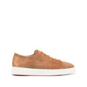 Santoni Brun Mocka Snörskor Sneakers Brown, Herr