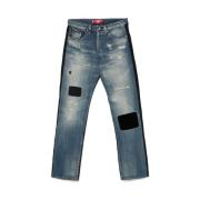 Junya Watanabe Patchwork Denim Straight Leg Jeans Blue, Herr