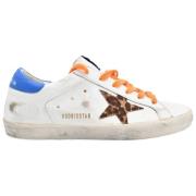 Golden Goose Superstar Vita Läder Sneakers Leopard Stjärna White, Dam