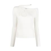 Julfer Räfflad Cut-Out Stickad Topp White, Dam