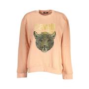 Cavalli Class Elegant Rosa Fleece Sweatshirt med Rund Hals Pink, Dam