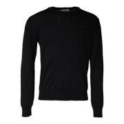 Dolce & Gabbana Svart Ullstickad Crew Neck Tröja Black, Herr