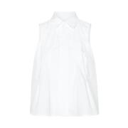 Sacai Vit Poplin Veckad Skjorta White, Dam