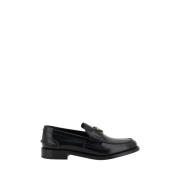 Prada Eleganta läderloafers med ikoniska detaljer Black, Dam