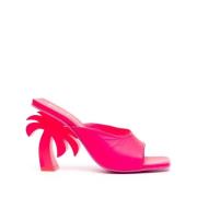 Palm Angels Fuchsia Rosa Square-Toe Mules Pink, Dam