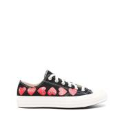 Comme des Garçons Canvas Heart Print Sneakers Black, Herr